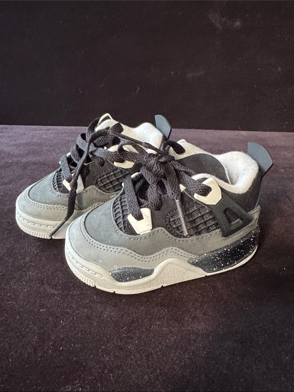 Jordan 4 Retro Fear 2024 TD Toddler Black Grey Sneakers Size 5C